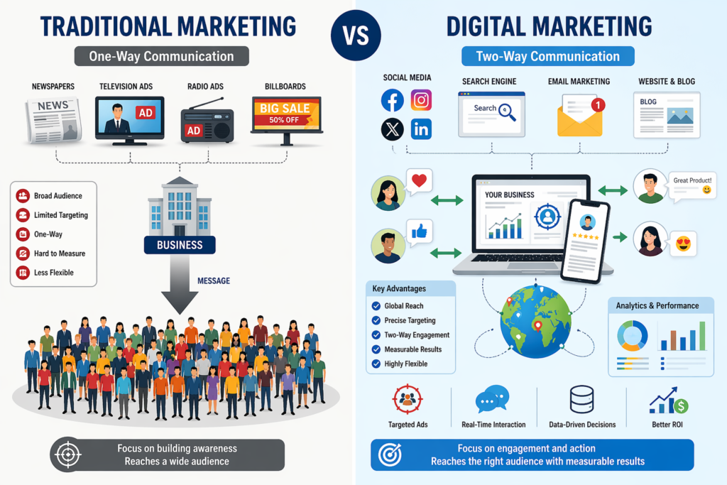 Traditional marketing vs Digital marketing